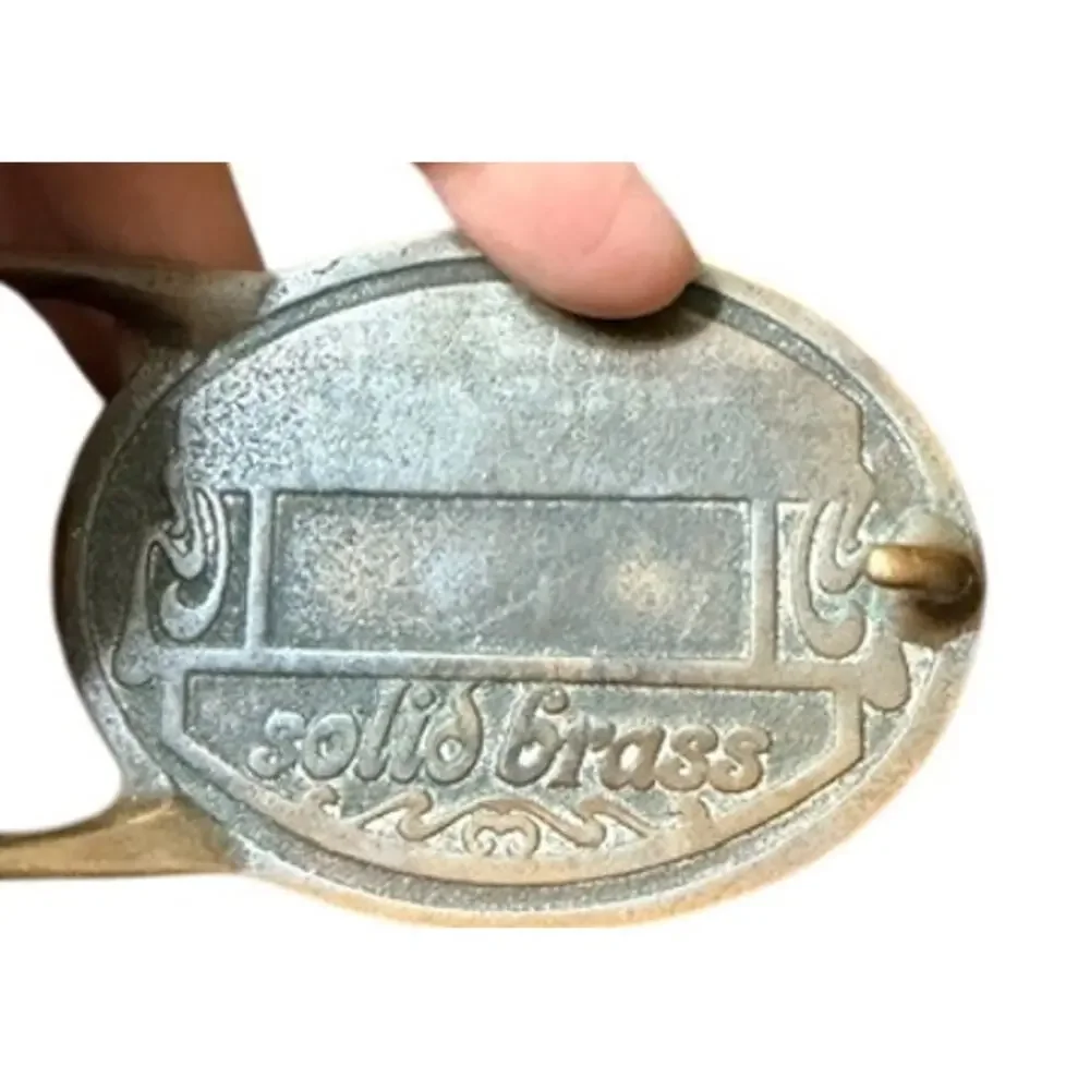 Solid Brass Bass Fish Buckle Brown Genuine Leather Belt Size 34 Fishing Outdoors